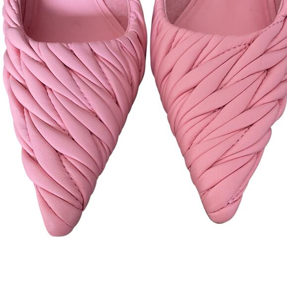 Jeffrey Campbell Copin Pleated Padded Mid Heel Pink Leather Mule size 9 NWOB - Picture 5 of 12